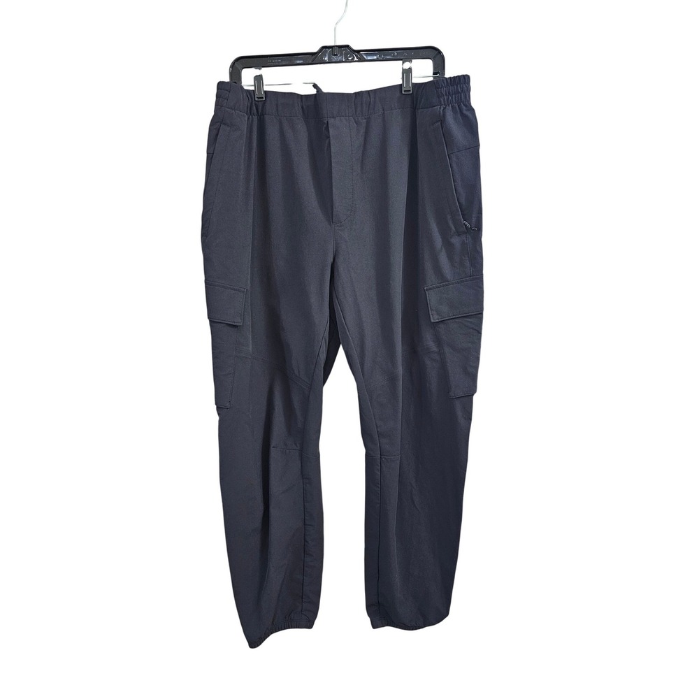 VSRT Mens Black Tech Cargo Joggers XL Elastic Waist Nylon Stretch RN104141 EUC‎